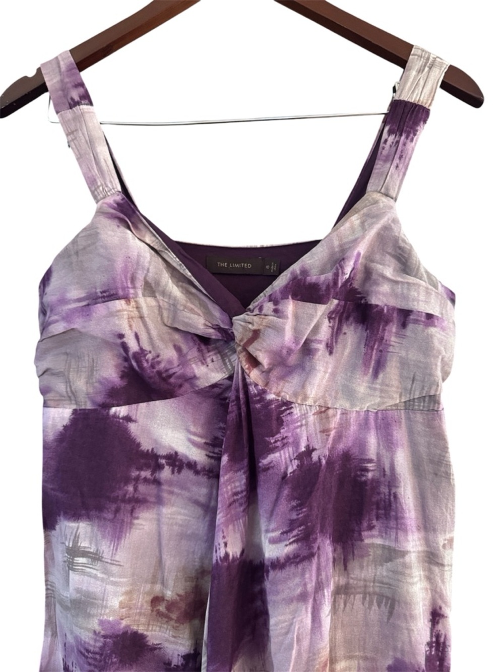 The Limited Purple Abstract Print Maxi Dress Size 10 Flowy Tie Front - Picture 3 of 5